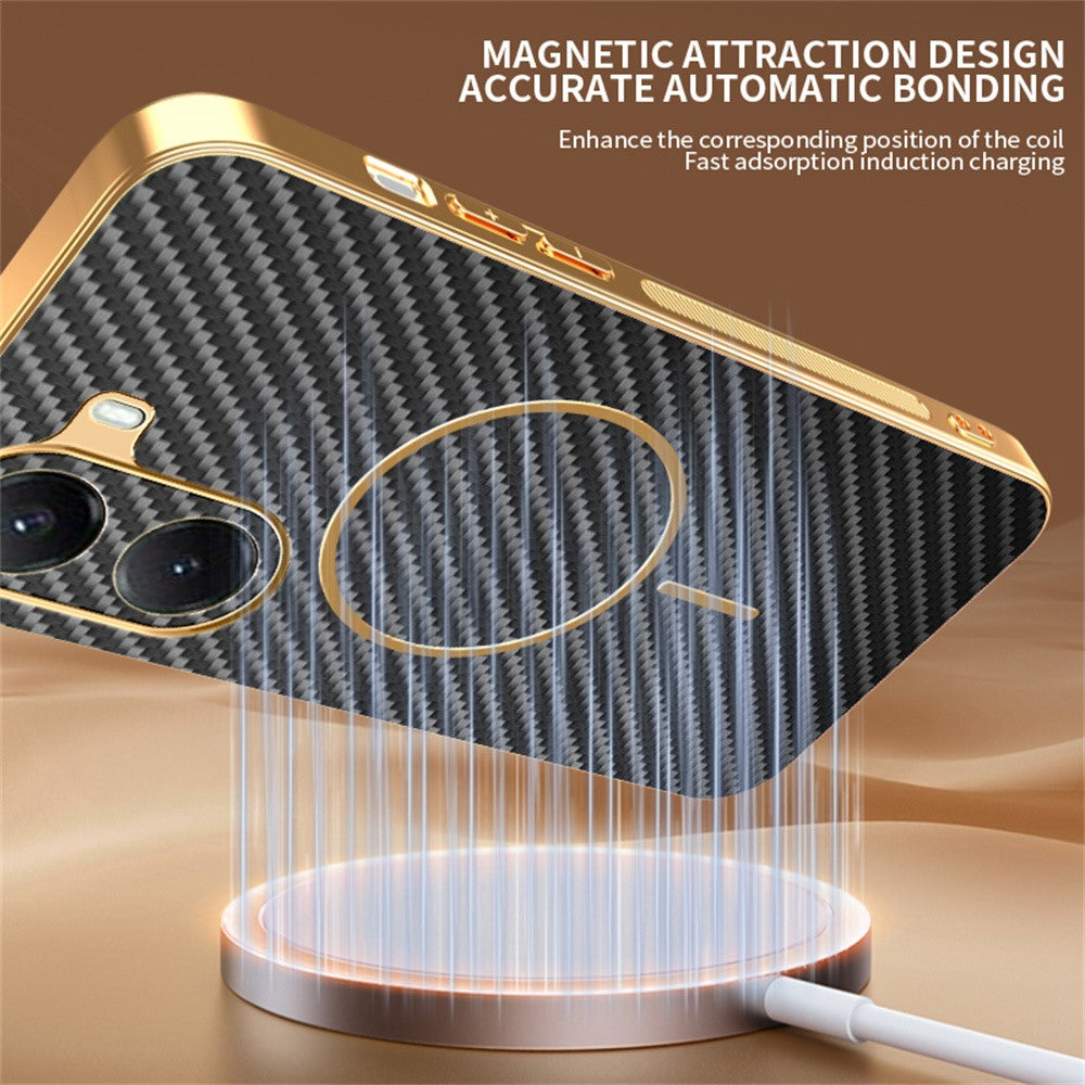 For-Xiaomi-Poco-X7-Pro-5G-/-Redmi-Turbo-4-5G-Phone-Case-Carbon-Fiber-Textured-Electroplated-TPU-Back-Cover-Black