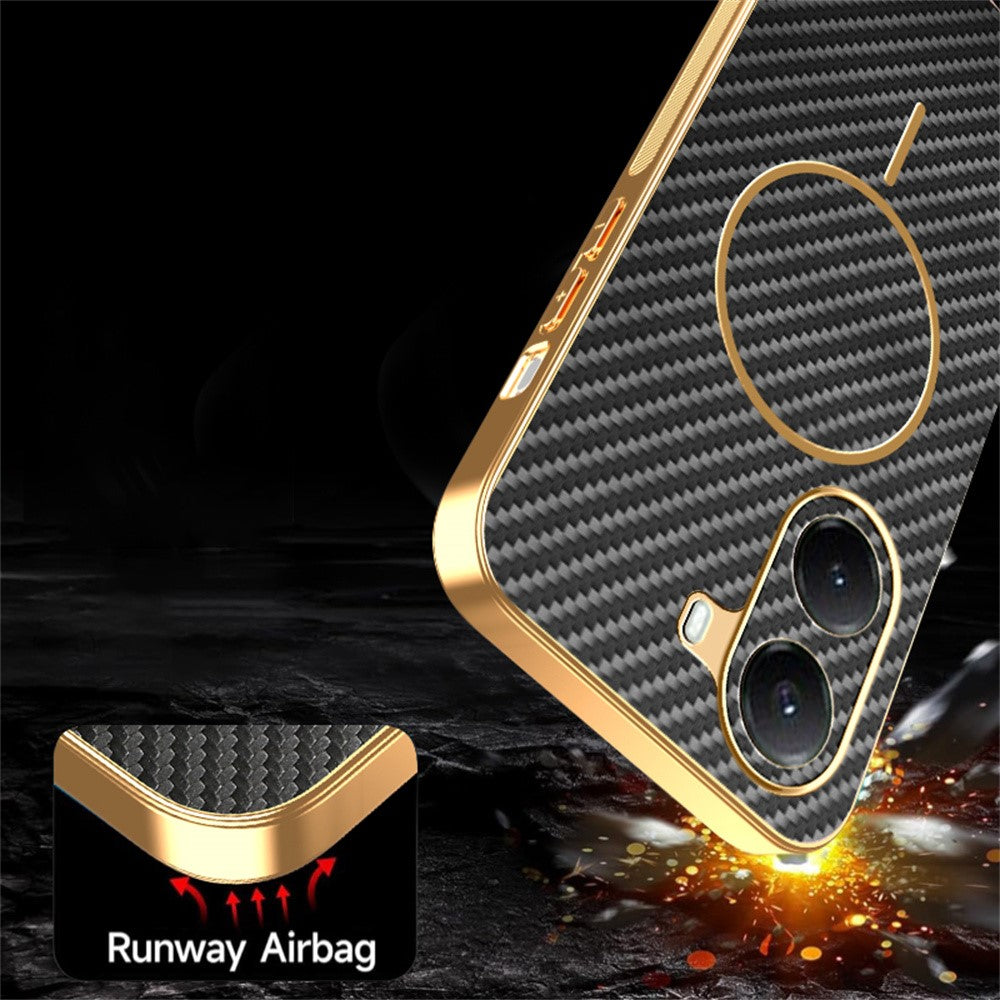 For-Xiaomi-Poco-X7-Pro-5G-/-Redmi-Turbo-4-5G-Phone-Case-Carbon-Fiber-Textured-Electroplated-TPU-Back-Cover-Black