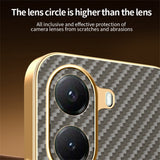 For-Xiaomi-Poco-X7-Pro-5G-/-Redmi-Turbo-4-5G-Phone-Case-Carbon-Fiber-Textured-Electroplated-TPU-Back-Cover-Coffee