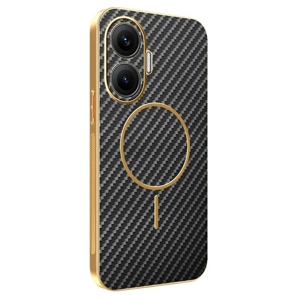 For-Xiaomi-Redmi-Turbo-4-Pro-5G-/-Poco-F7-5G-Phone-Case-Carbon-Fiber-Textured-Electroplated-TPU-Back-Cover-Black