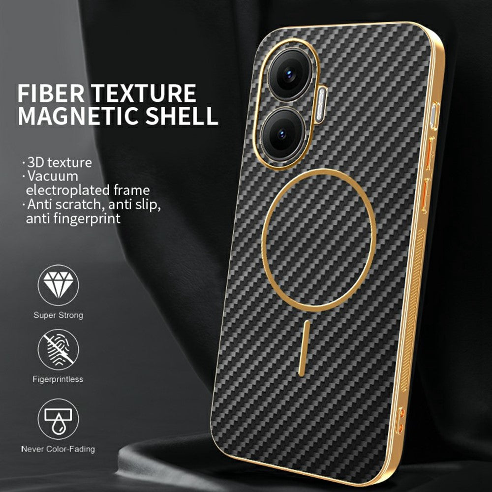 For-Xiaomi-Redmi-Turbo-4-Pro-5G-/-Poco-F7-5G-Phone-Case-Carbon-Fiber-Textured-Electroplated-TPU-Back-Cover-Black