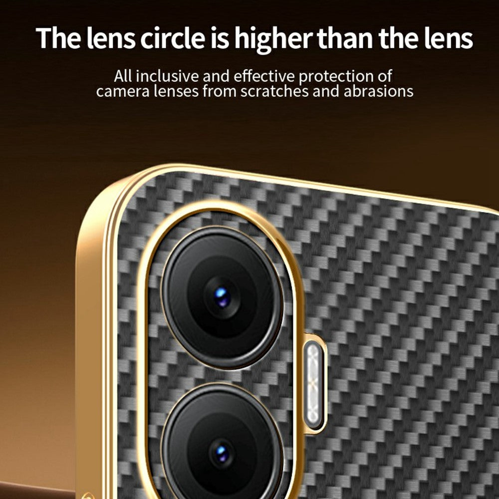 For-Xiaomi-Redmi-Turbo-4-Pro-5G-/-Poco-F7-5G-Phone-Case-Carbon-Fiber-Textured-Electroplated-TPU-Back-Cover-Black