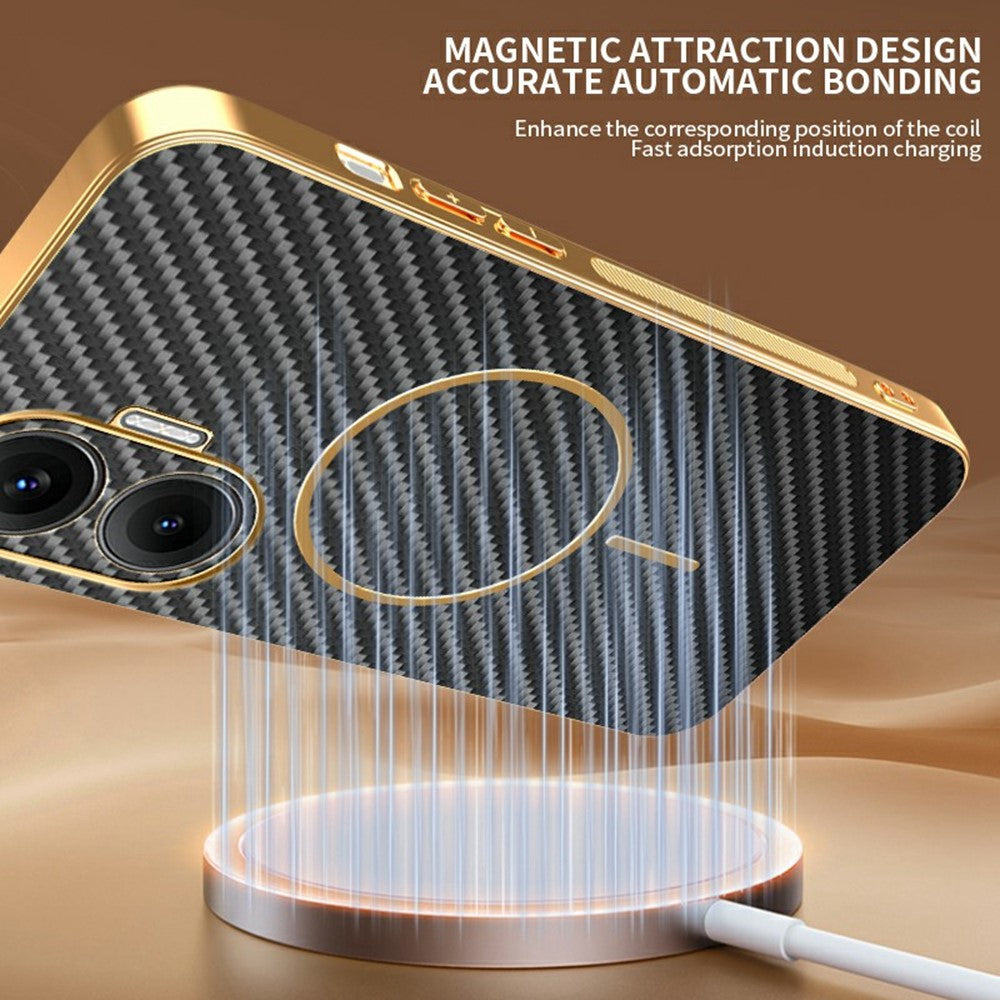 For-Xiaomi-Redmi-Turbo-4-Pro-5G-/-Poco-F7-5G-Phone-Case-Carbon-Fiber-Textured-Electroplated-TPU-Back-Cover-Black