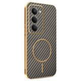 For-Xiaomi-Redmi-15-4G-(EU)-(171mm)-Phone-Case-Carbon-Fiber-Textured-Electroplated-TPU-Back-Cover-Coffee