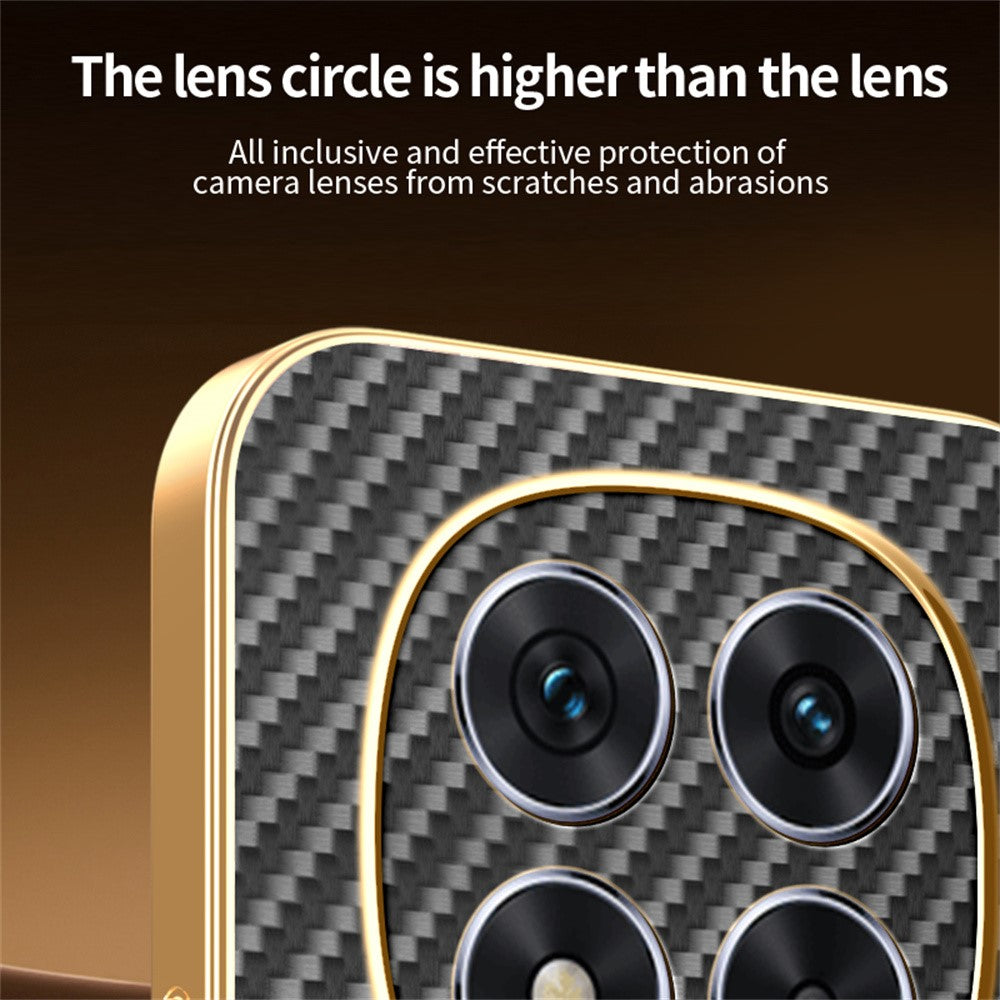 For-Xiaomi-Redmi-Note-14-Pro-5G-/-Poco-X7-5G-Phone-Case-Carbon-Fiber-Textured-Electroplated-TPU-Back-Cover-Black