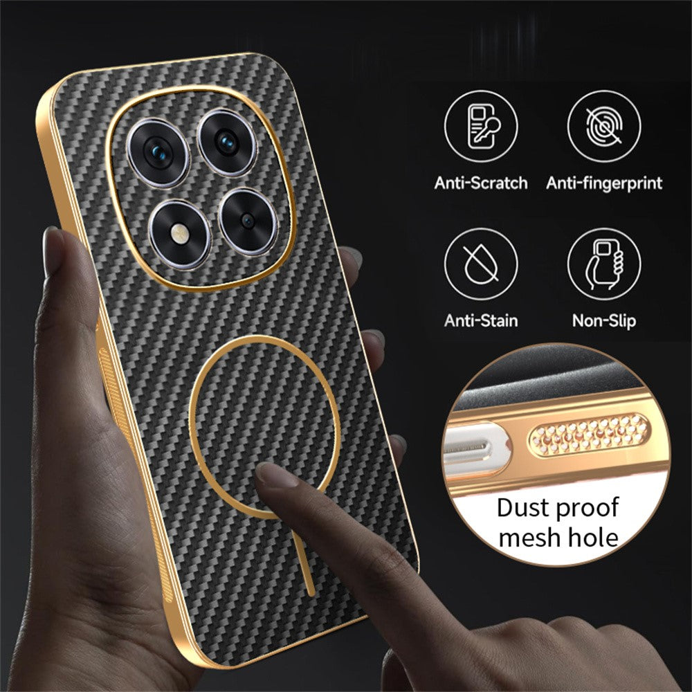 For-Xiaomi-Redmi-Note-14-Pro-5G-/-Poco-X7-5G-Phone-Case-Carbon-Fiber-Textured-Electroplated-TPU-Back-Cover-Black