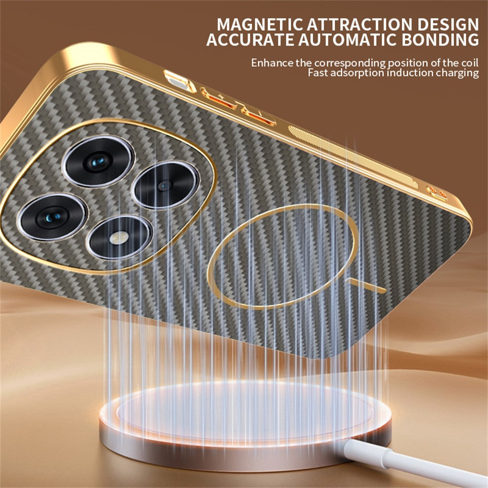 For-Xiaomi-Redmi-Note-14-Pro-5G-/-Poco-X7-5G-Phone-Case-Carbon-Fiber-Textured-Electroplated-TPU-Back-Cover-Coffee