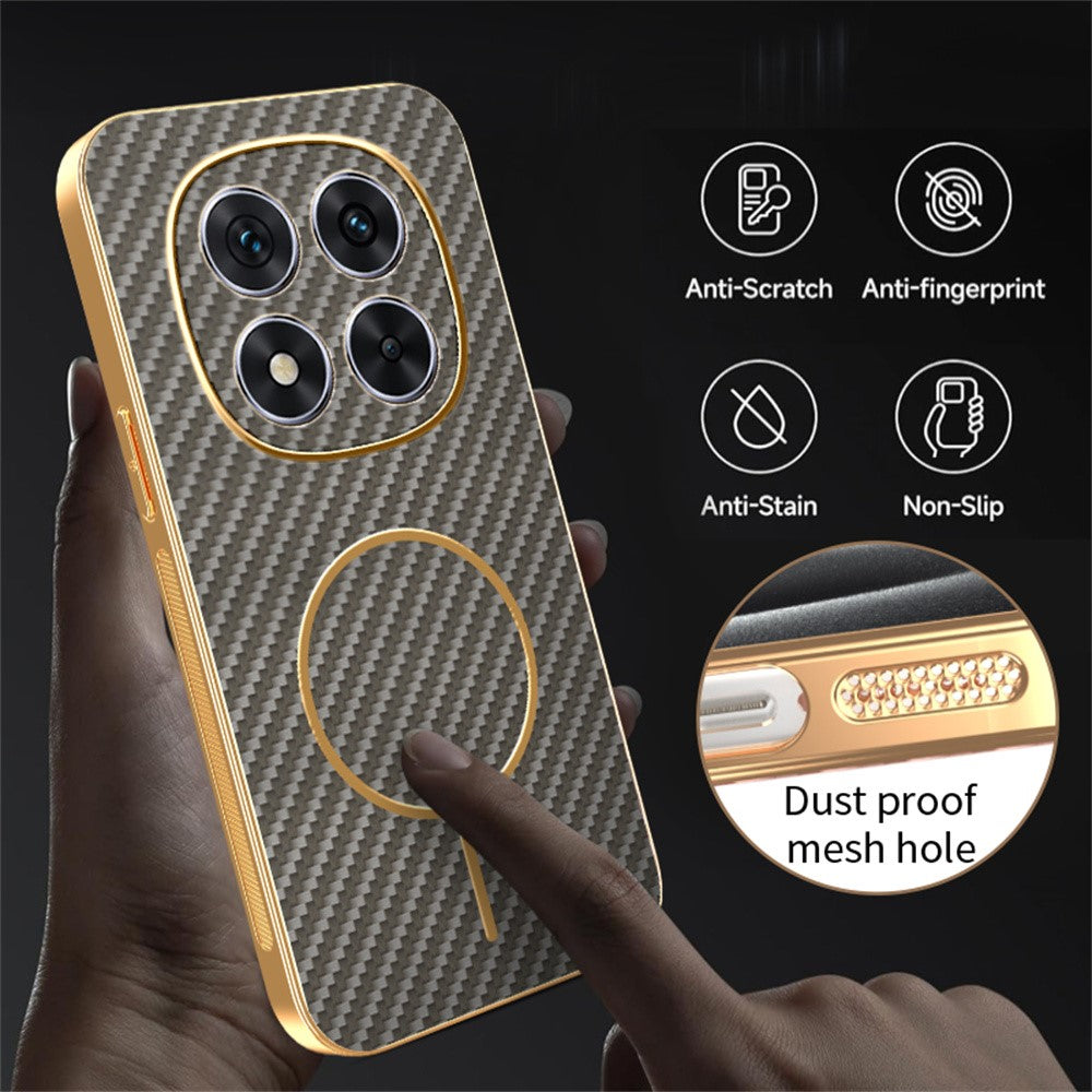 For-Xiaomi-Redmi-Note-14-Pro-5G-/-Poco-X7-5G-Phone-Case-Carbon-Fiber-Textured-Electroplated-TPU-Back-Cover-Coffee
