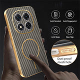 For-Xiaomi-Redmi-Note-14-Pro-5G-/-Poco-X7-5G-Phone-Case-Carbon-Fiber-Textured-Electroplated-TPU-Back-Cover-Coffee