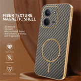 Phone-Case-For-Xiaomi-Redmi-15C-4G-(EU)-(173mm)-/-15C-5G-(EU)-(173mm)-/-Poco-C85-4G-(173mm)-Carbon-Fiber-Textured-Electroplated-TPU-Back-Cover-Coffee