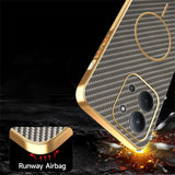 Phone-Case-For-Xiaomi-Redmi-15C-4G-(EU)-(173mm)-/-15C-5G-(EU)-(173mm)-/-Poco-C85-4G-(173mm)-Carbon-Fiber-Textured-Electroplated-TPU-Back-Cover-Coffee