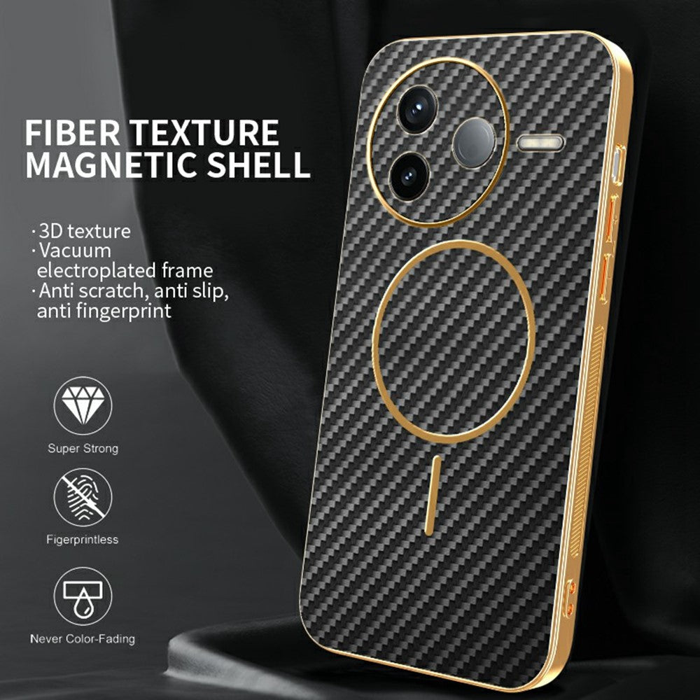 For-Xiaomi-Redmi-K80-5G-/-Poco-F7-Pro-5G-Phone-Case-Carbon-Fiber-Textured-Electroplated-TPU-Back-Cover-Black