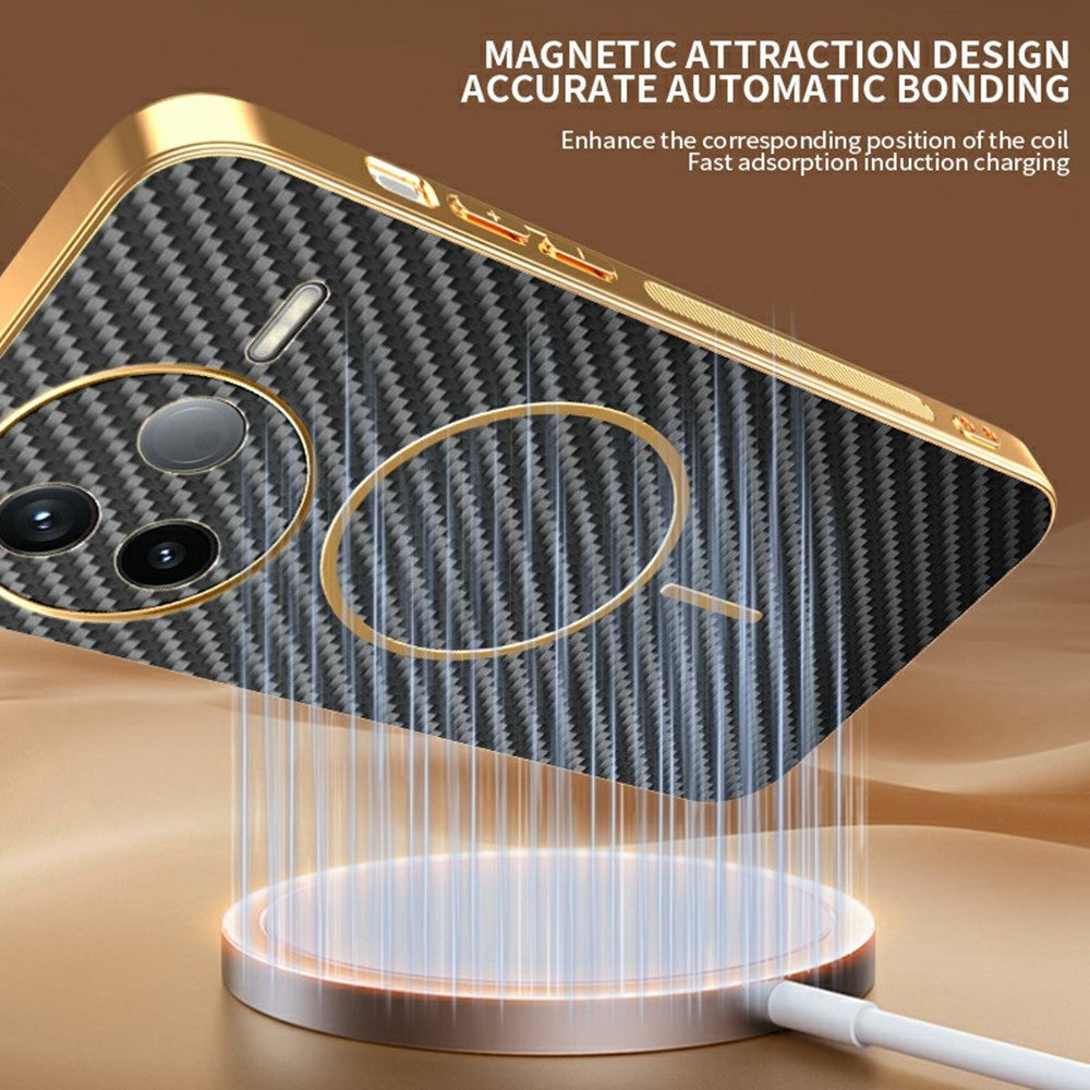 For-Xiaomi-Redmi-K80-5G-/-Poco-F7-Pro-5G-Phone-Case-Carbon-Fiber-Textured-Electroplated-TPU-Back-Cover-Black