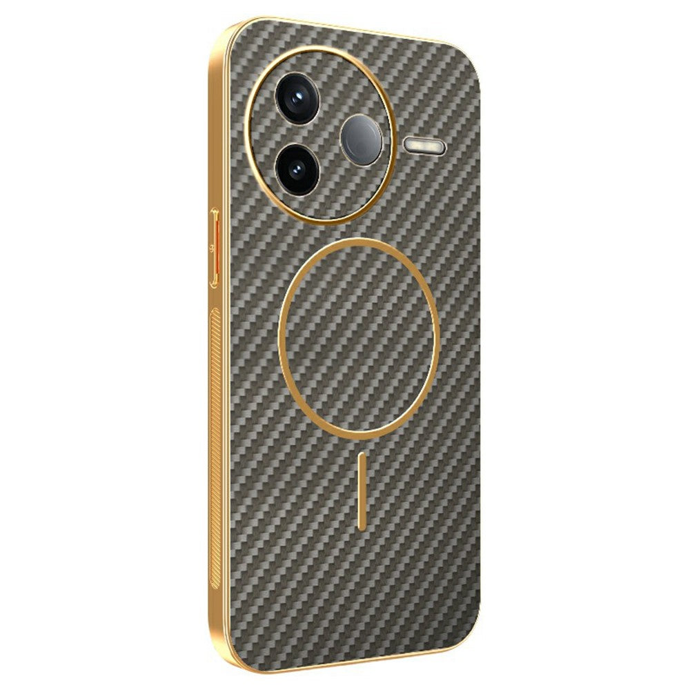 For-Xiaomi-Redmi-K80-5G-/-Poco-F7-Pro-5G-Phone-Case-Carbon-Fiber-Textured-Electroplated-TPU-Back-Cover-Coffee