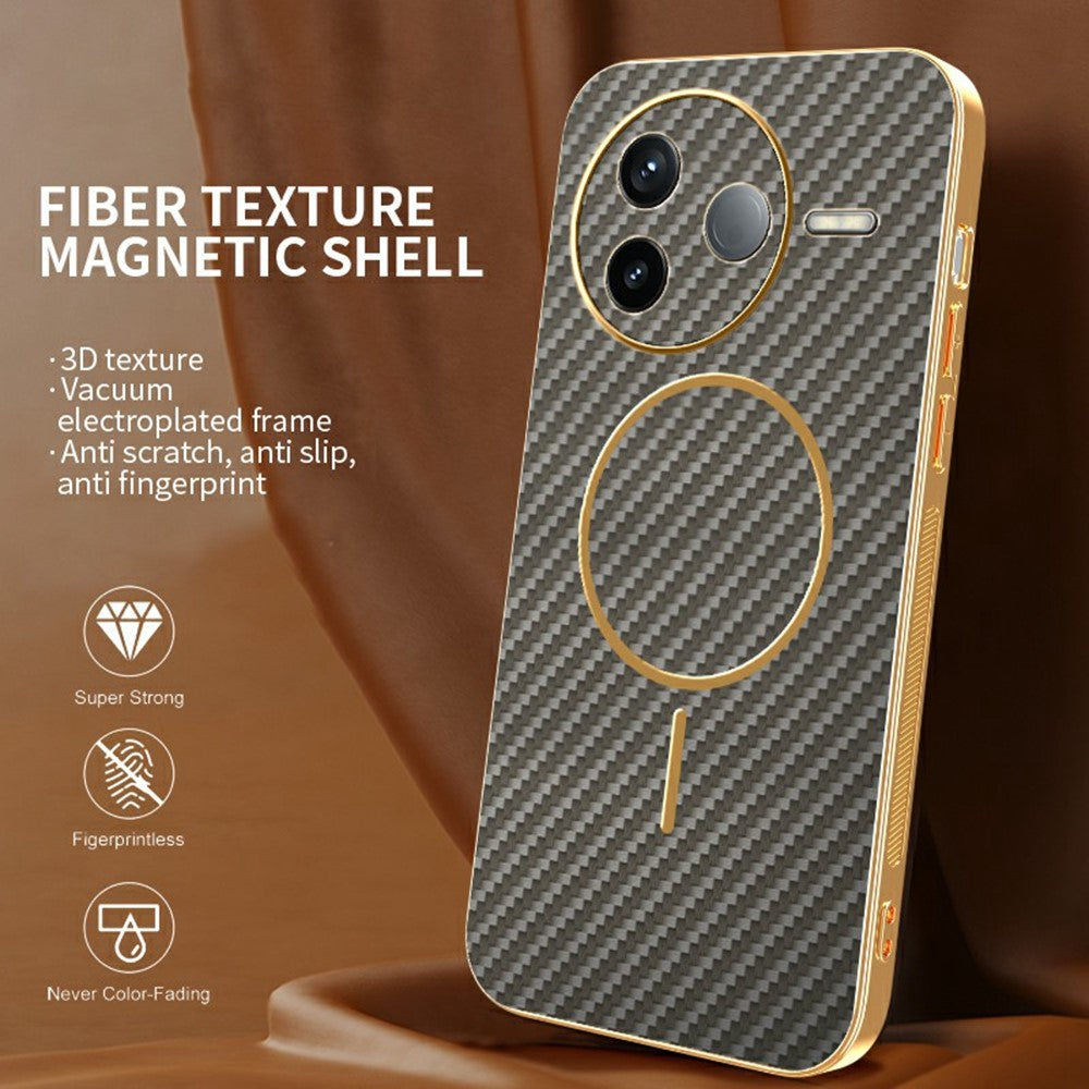 For-Xiaomi-Redmi-K80-5G-/-Poco-F7-Pro-5G-Phone-Case-Carbon-Fiber-Textured-Electroplated-TPU-Back-Cover-Coffee