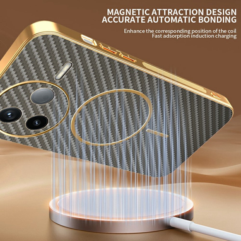 For-Xiaomi-Redmi-K80-5G-/-Poco-F7-Pro-5G-Phone-Case-Carbon-Fiber-Textured-Electroplated-TPU-Back-Cover-Coffee