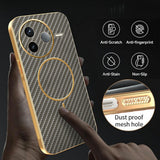For-Xiaomi-Redmi-K80-5G-/-Poco-F7-Pro-5G-Phone-Case-Carbon-Fiber-Textured-Electroplated-TPU-Back-Cover-Coffee