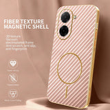 For-Xiaomi-Redmi-A5-4G-(171.7mm)-/-Poco-C71-4G-Phone-Case-Carbon-Fiber-Textured-Electroplated-TPU-Back-Cover-Pink