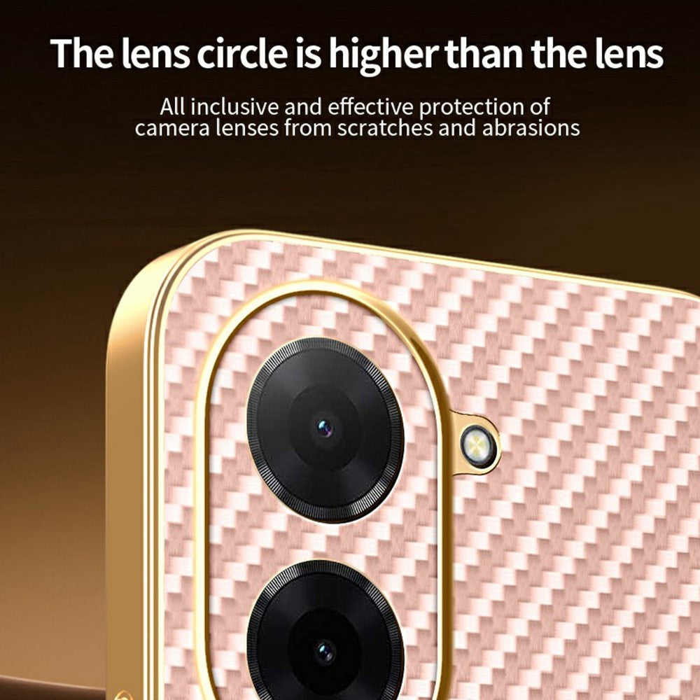 For-Xiaomi-Redmi-A5-4G-(171.7mm)-/-Poco-C71-4G-Phone-Case-Carbon-Fiber-Textured-Electroplated-TPU-Back-Cover-Pink