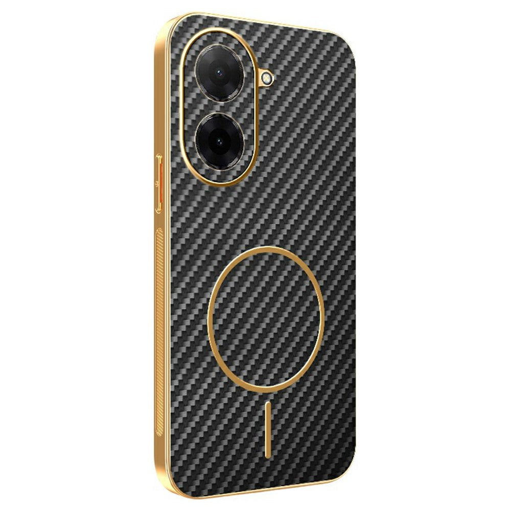 For-Xiaomi-Redmi-A5-4G-(171.7mm)-/-Poco-C71-4G-Phone-Case-Carbon-Fiber-Textured-Electroplated-TPU-Back-Cover-Black