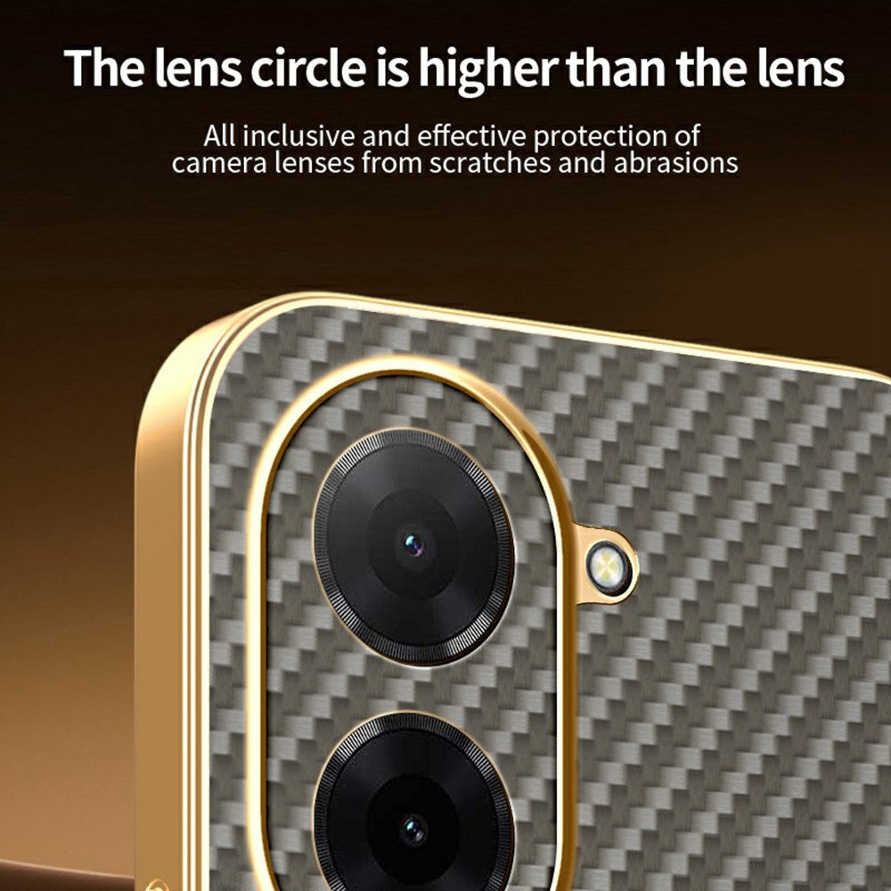 For-Xiaomi-Redmi-A5-4G-(171.7mm)-/-Poco-C71-4G-Phone-Case-Carbon-Fiber-Textured-Electroplated-TPU-Back-Cover-Coffee