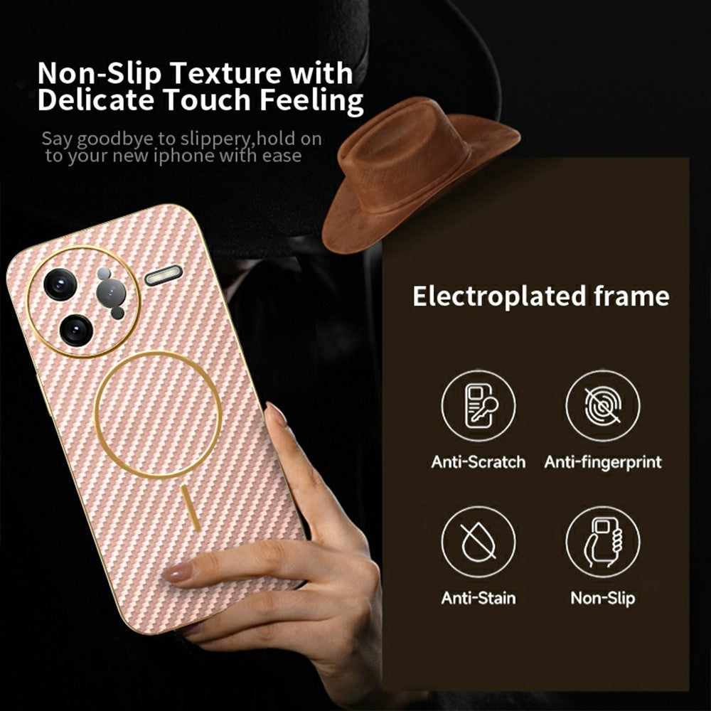 For-Xiaomi-Redmi-K80-Pro-5G-/-Poco-F7-Ultra-5G-Phone-Case-Carbon-Fiber-Textured-Electroplated-TPU-Back-Cover-Pink