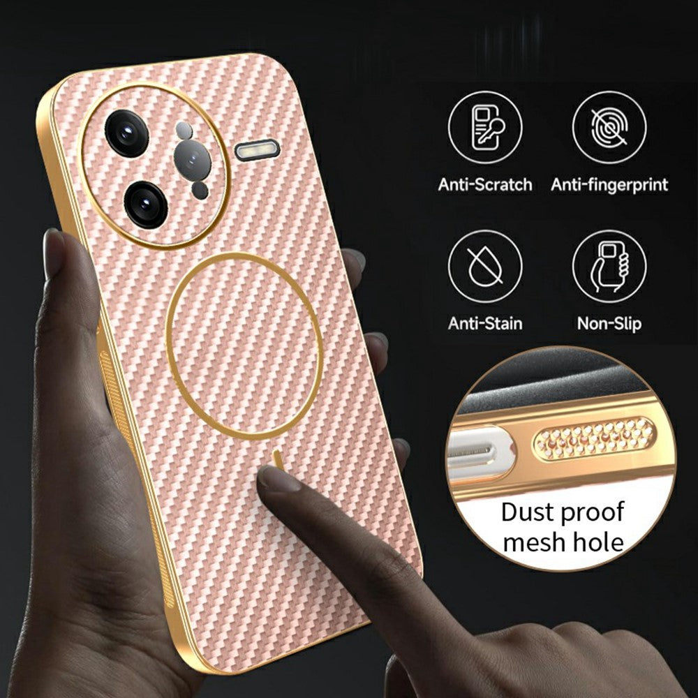 For-Xiaomi-Redmi-K80-Pro-5G-/-Poco-F7-Ultra-5G-Phone-Case-Carbon-Fiber-Textured-Electroplated-TPU-Back-Cover-Pink