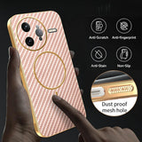 For-Xiaomi-Redmi-K80-Pro-5G-/-Poco-F7-Ultra-5G-Phone-Case-Carbon-Fiber-Textured-Electroplated-TPU-Back-Cover-Pink