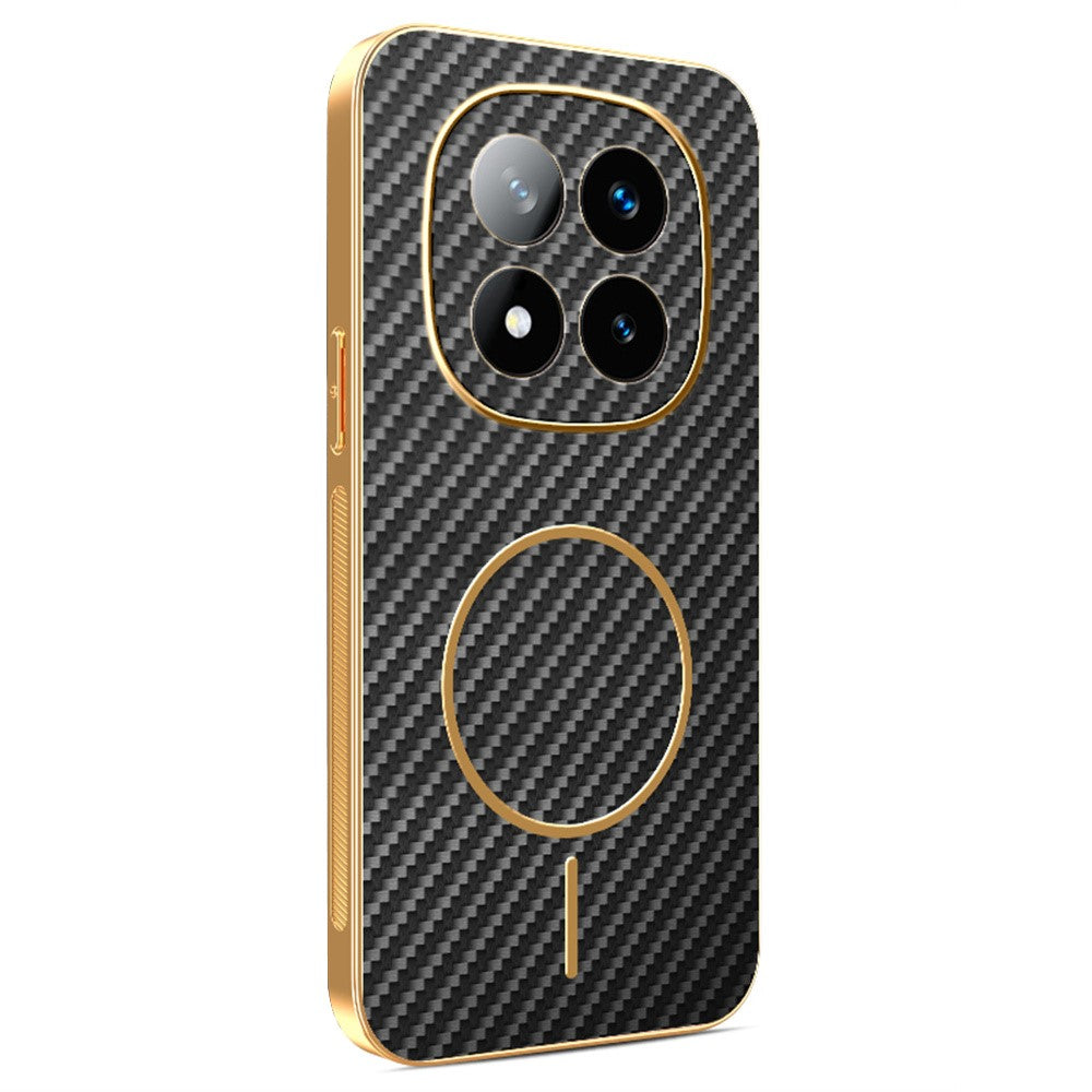 For-Xiaomi-Redmi-Note-14-Pro+-5G-Phone-Case-Carbon-Fiber-Textured-Electroplated-TPU-Back-Cover-Black