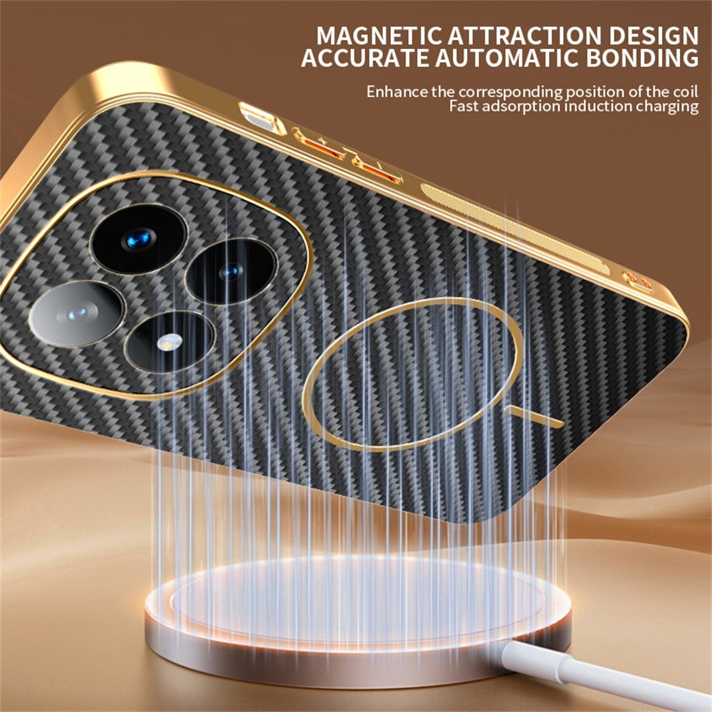 For-Xiaomi-Redmi-Note-14-Pro+-5G-Phone-Case-Carbon-Fiber-Textured-Electroplated-TPU-Back-Cover-Black