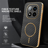 For-Xiaomi-Redmi-Note-14-Pro+-5G-Phone-Case-Carbon-Fiber-Textured-Electroplated-TPU-Back-Cover-Black