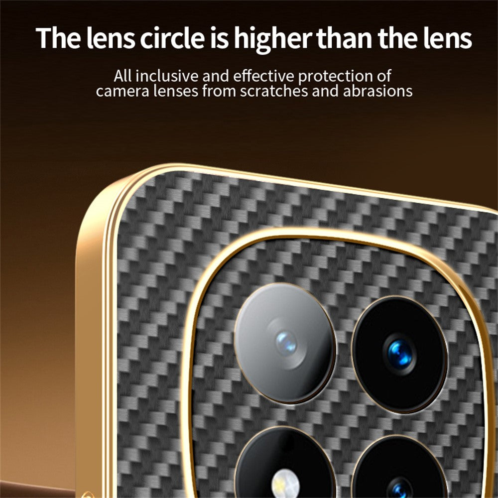 For-Xiaomi-Redmi-Note-14-Pro+-5G-Phone-Case-Carbon-Fiber-Textured-Electroplated-TPU-Back-Cover-Black