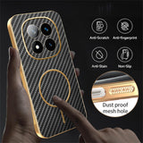 For-Xiaomi-Redmi-Note-14-Pro+-5G-Phone-Case-Carbon-Fiber-Textured-Electroplated-TPU-Back-Cover-Black