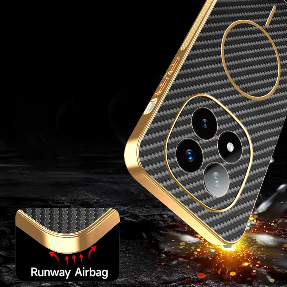 For-Xiaomi-Redmi-Note-14-Pro+-5G-Phone-Case-Carbon-Fiber-Textured-Electroplated-TPU-Back-Cover-Black