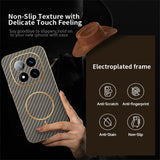 For-Xiaomi-Redmi-Note-14-Pro+-5G-Phone-Case-Carbon-Fiber-Textured-Electroplated-TPU-Back-Cover-Coffee