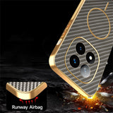 For-Xiaomi-Redmi-Note-14-Pro+-5G-Phone-Case-Carbon-Fiber-Textured-Electroplated-TPU-Back-Cover-Coffee