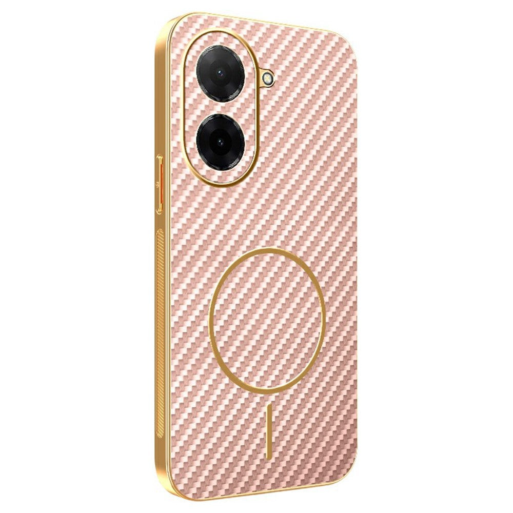 For-Xiaomi-Redmi-A5-NFC-(EU)-(173.45mm)-Phone-Case-Carbon-Fiber-Textured-Electroplated-TPU-Back-Cover-Pink