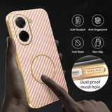 For-Xiaomi-Redmi-A5-NFC-(EU)-(173.45mm)-Phone-Case-Carbon-Fiber-Textured-Electroplated-TPU-Back-Cover-Pink
