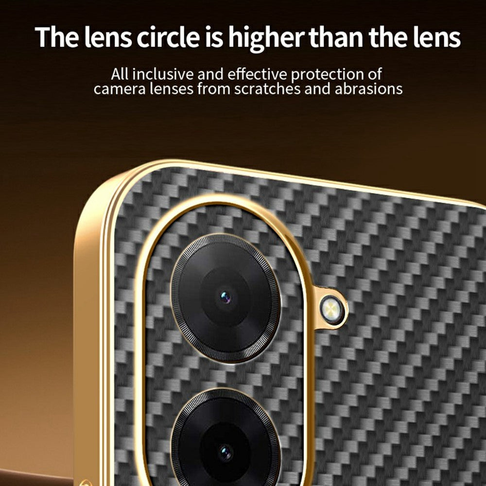 For-Xiaomi-Redmi-A5-NFC-(EU)-(173.45mm)-Phone-Case-Carbon-Fiber-Textured-Electroplated-TPU-Back-Cover-Black