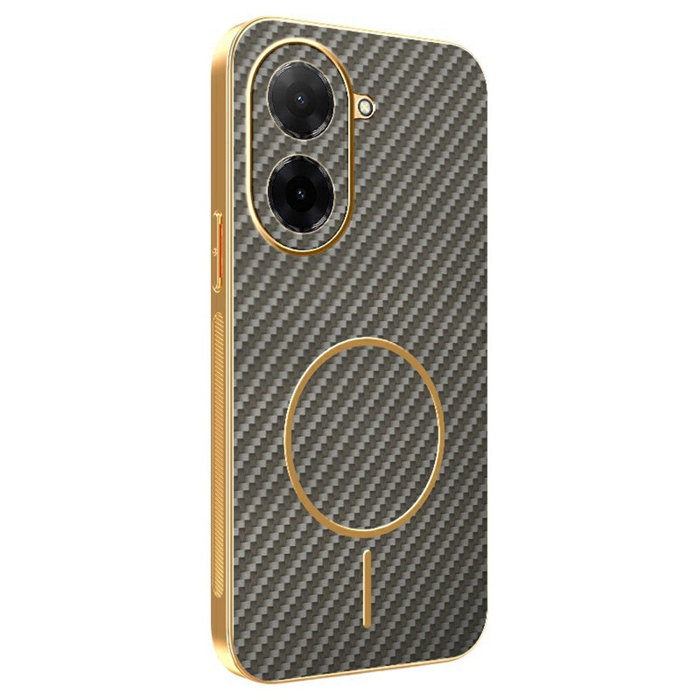 For-Xiaomi-Redmi-A5-NFC-(EU)-(173.45mm)-Phone-Case-Carbon-Fiber-Textured-Electroplated-TPU-Back-Cover-Coffee