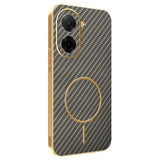 For-Xiaomi-Redmi-A5-NFC-(EU)-(173.45mm)-Phone-Case-Carbon-Fiber-Textured-Electroplated-TPU-Back-Cover-Coffee