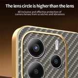 For-Xiaomi-Redmi-Note-14-4G-(163.25mm)-Phone-Case-Carbon-Fiber-Textured-Electroplated-TPU-Back-Cover-Coffee