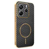 For-Xiaomi-Redmi-Note-14-4G-(164.84mm)-Phone-Case-Carbon-Fiber-Textured-Electroplated-TPU-Back-Cover-Black