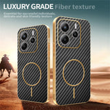 For-Xiaomi-Redmi-Note-14-4G-(164.84mm)-Phone-Case-Carbon-Fiber-Textured-Electroplated-TPU-Back-Cover-Black