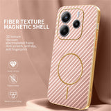 For-Xiaomi-Redmi-Note-14-5G-Phone-Case-Carbon-Fiber-Textured-Electroplated-TPU-Back-Cover-Pink