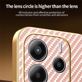 For-Xiaomi-Redmi-Note-14-5G-Phone-Case-Carbon-Fiber-Textured-Electroplated-TPU-Back-Cover-Pink