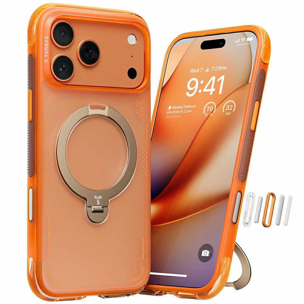 TORRAS-Ostand-Q3-Air-Series-For-iPhone-17-Pro-Case-with-Kickstand-Compatible-with-MagSafe-Shockproof-PC-+-TPU-Phone-Cover-Orange