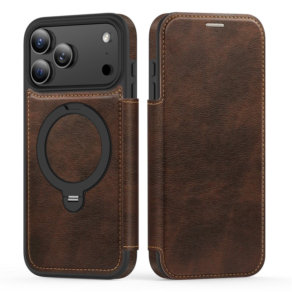 For-iPhone-17-Pro-Max-Case-Compatible-with-MagSafe-RFID-Blocking-Leather-Wallet-Cover-with-Rotating-Ring-Kickstand-Coffee