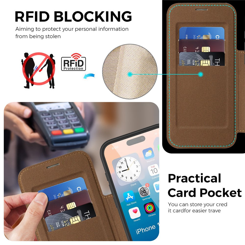 For-iPhone-17-Pro-Max-Case-Compatible-with-MagSafe-RFID-Blocking-Leather-Wallet-Cover-with-Rotating-Ring-Kickstand-Coffee
