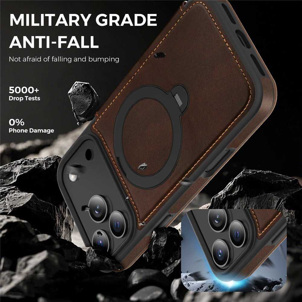 For-iPhone-17-Pro-Max-Case-Compatible-with-MagSafe-RFID-Blocking-Leather-Wallet-Cover-with-Rotating-Ring-Kickstand-Coffee